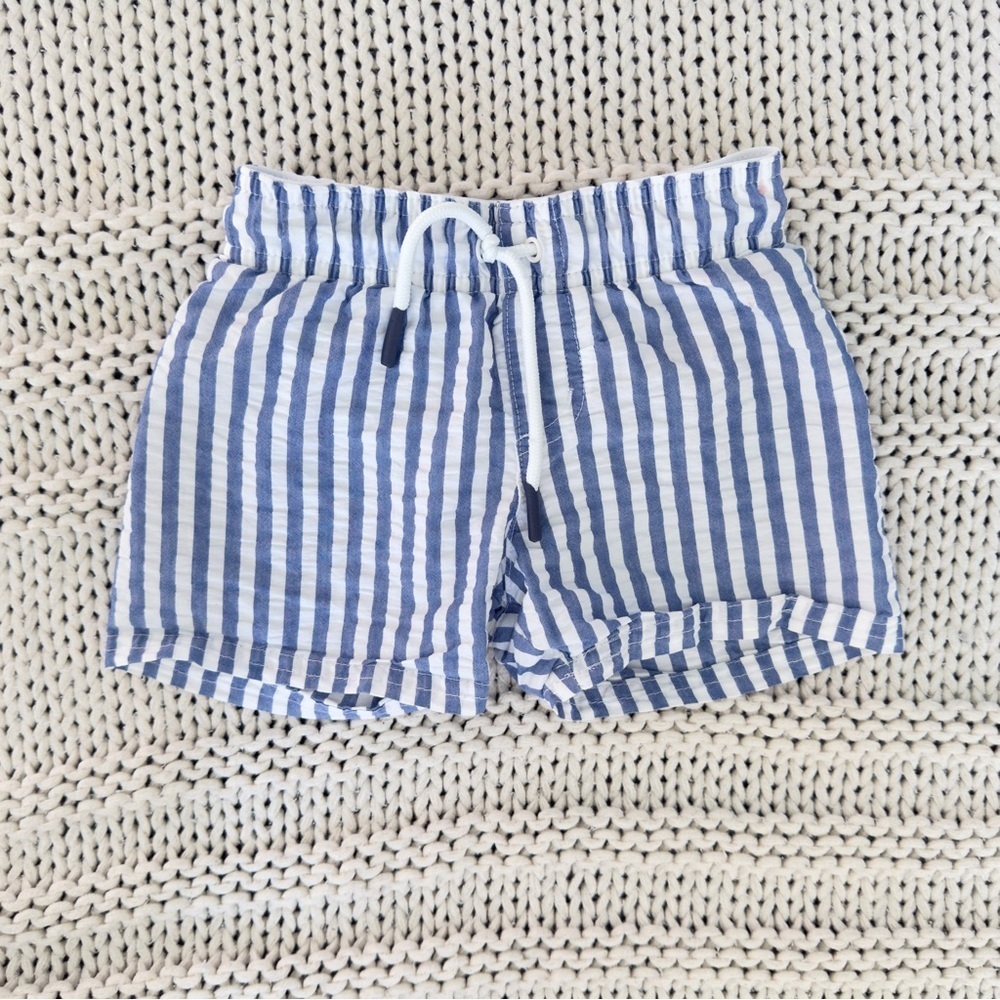 Cat & Jack High Waist Blue Striped Toddler Swimming Shorts 2T